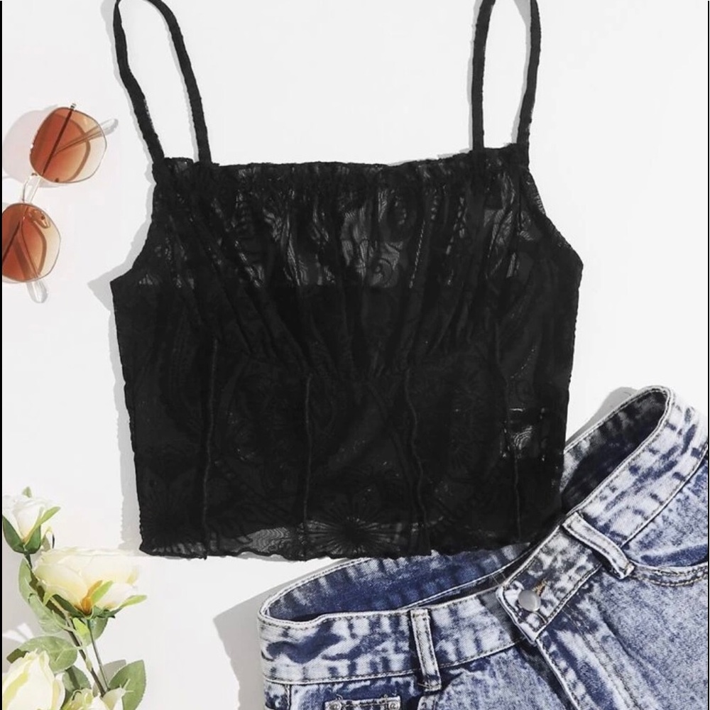 NEW Corset Style Crop Top w Velvet Print
